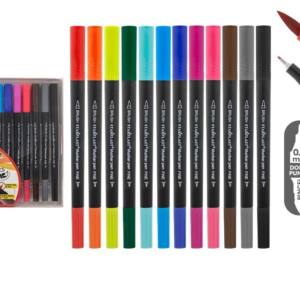 Rotuladores triangulares doble punta 12U