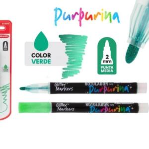 Rotulador con purpurina verde