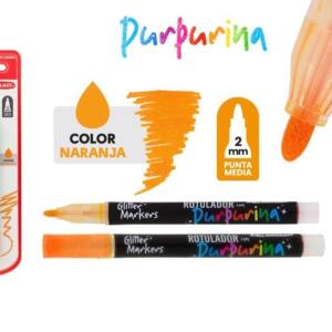 Rotulador con purpurina naranja