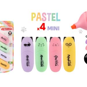 Set de 4 marcadores gatitos color pastel