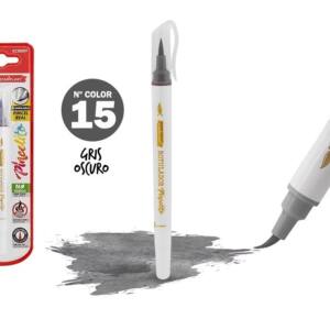 Rotulador Pincelito punta flexible 15 gris oscuro