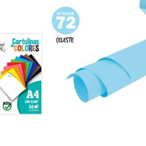 Cartulina A4 180g/m2 50U N72 celeste