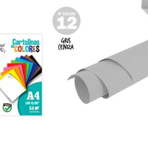 Cartulina A4 180g/m2 50U N12 gris ceniza