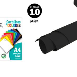 Cartulina A4 180g/m2 50U N10 negro