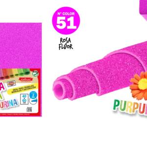 Goma eva purpurina 40x60cm 2mm N51 rosa flúor