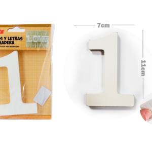 Número 1 de madera blanca 11cm