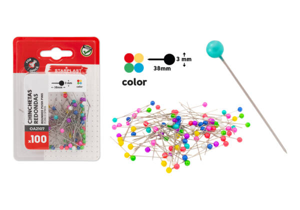 Chinchetas cabeza redonda 3mm x 38mm 100U