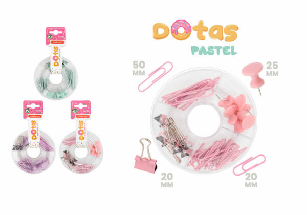 Accesorio Dotas clips, pinzas, chinchetas color pastel