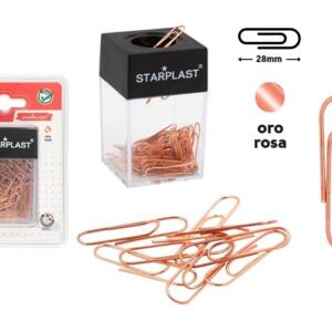 Portaclips Magnético con 50 Clips Metálicos 28mm Oro Rosa