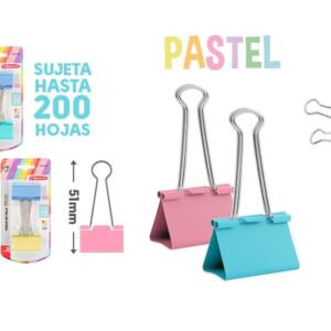 Pinza de pala abatible 51mm colores pastel 2U