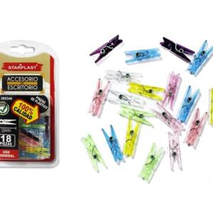 Mini pinzas plástico 25mm 18U