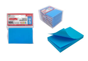 Notas adhesivas 50x76mm 100H azul flúor