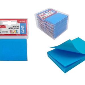 Notas adhesivas 50x76mm 100H azul flúor