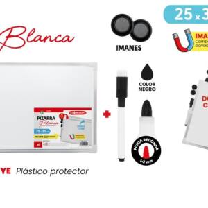 pizarra blanca 25x35cm imanes y rotulador