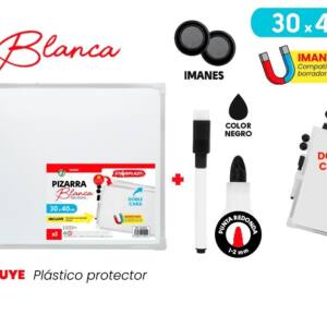 pizarra blanca 30x40cm imanes y rotulador