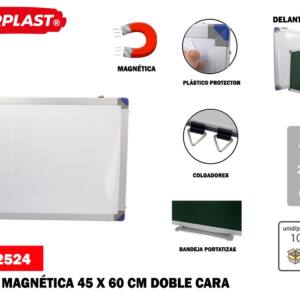 Pizarra doble cara magnética y verde 45x60cm