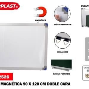 Pizarra doble cara magnética y verde 90x120cm