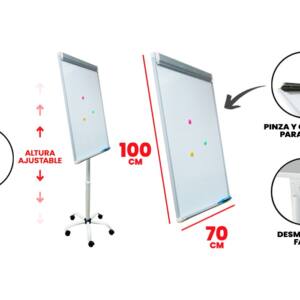 Pizarra magnética 100x70cm con soporte