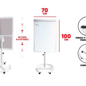 Pizarra magnética 100x70cm con soporte