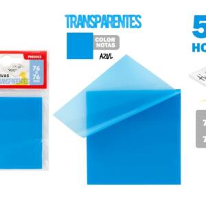 50 Notas Adhesivas Transparentes Azul 76x76mm