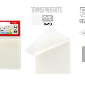 50 Notas Adhesivas Transparentes Blanco 76x76mm