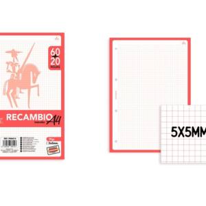 Recambio A4 90g/m2 80U cuadros 5x5mm naranja