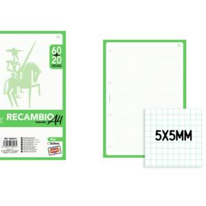 Recambio A4 90g/m2 80U cuadros 5x5mm lila