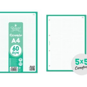 Recambio A4 90g/m2 60U cuadros 5x5 mm color verde