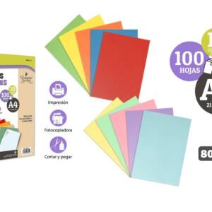 Papel de colores A4 100H 80g/m2