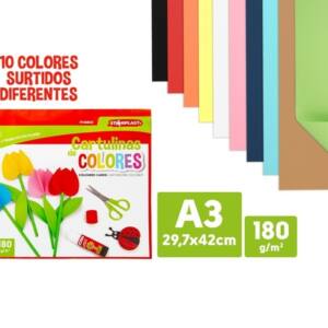 Bloc cartulina colores surtidos A3 180g/m2 10U