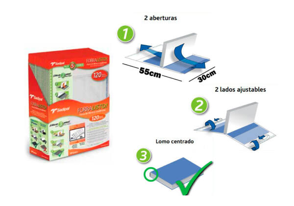 Forro libros ajustable Sadipal 30x55cm 120micras