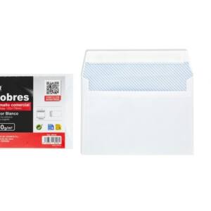 20 Sobres de Papel Blanco Comercial 176x125mm Cierre Adhesivo 80gr/m2