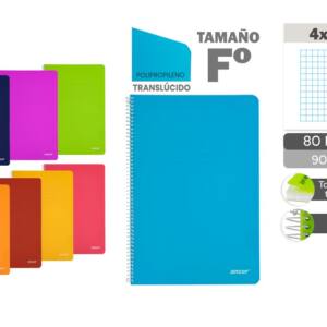Cuaderno espiral 4x4mm Ancor Folio 80H 90g/m2 Tapa plástico