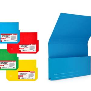 Pack 4 Subcarpetas Cartulina A4 De Colores Con Bolsillo
