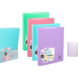 Carpeta A4 Lomo Encolado 40 Fundas Polipropileno Colores Pastel