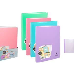 Carpeta A4 Lomo Encolado 60 Fundas Polipropileno Colores Pastel