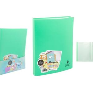 Carpeta con 60 fundas A4 Verde Pastel Lomo Encolado