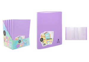 Carpeta con 60 fundas A4 Lila Lomo Encolado