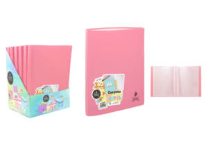 Carpeta con 60 fundas A4 Rosa Pastel Lomo Encolado