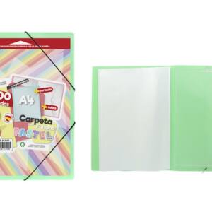 Carpeta de 100 fundas con sobre y portada personalizable verde pastel