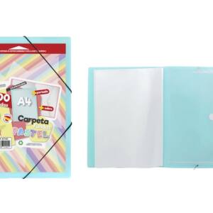 Carpeta de 100 fundas con sobre y portada personalizable azul pastel