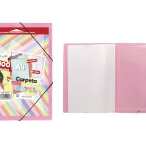 Carpeta de 100 fundas con sobre y portada personalizable rosa pastel
