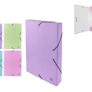 Caja Proyecto A4 Lomo 5cm Colores Pastel Cierre Elástico Cartón Forrado