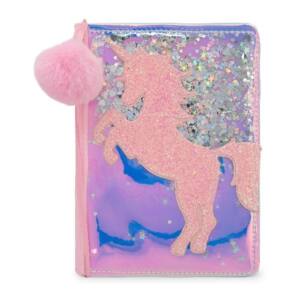 Libreta Holográfica Unicornio Con Pompón Rosa A5 80 Hojas Puntos 80gr/m2
