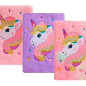 Libreta De Peluche Unicornio A5 80 Hojas Puntos 80gr/m2