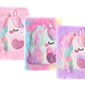 Libreta De Peluche Unicornio A5 80 Hojas Puntos 80gr/m2