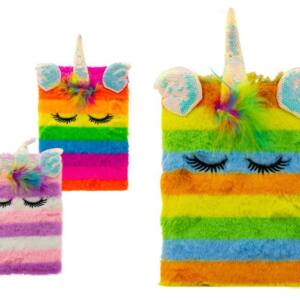 Libreta De Peluche Unicornio Rayas A5 80 Hojas Puntos 80gr/m2