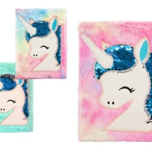 Libreta Peluche Unicornio Pelo Lentejuelas A5 80 Hojas Puntos 80gr/m2