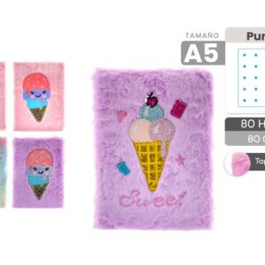 Libreta Peluche Helados A5 80 Hojas Puntos 80gr/m2