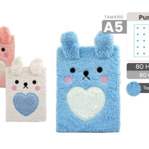 Libreta De Peluche Conejo A5 80 Hojas De Puntos 80gr/m2